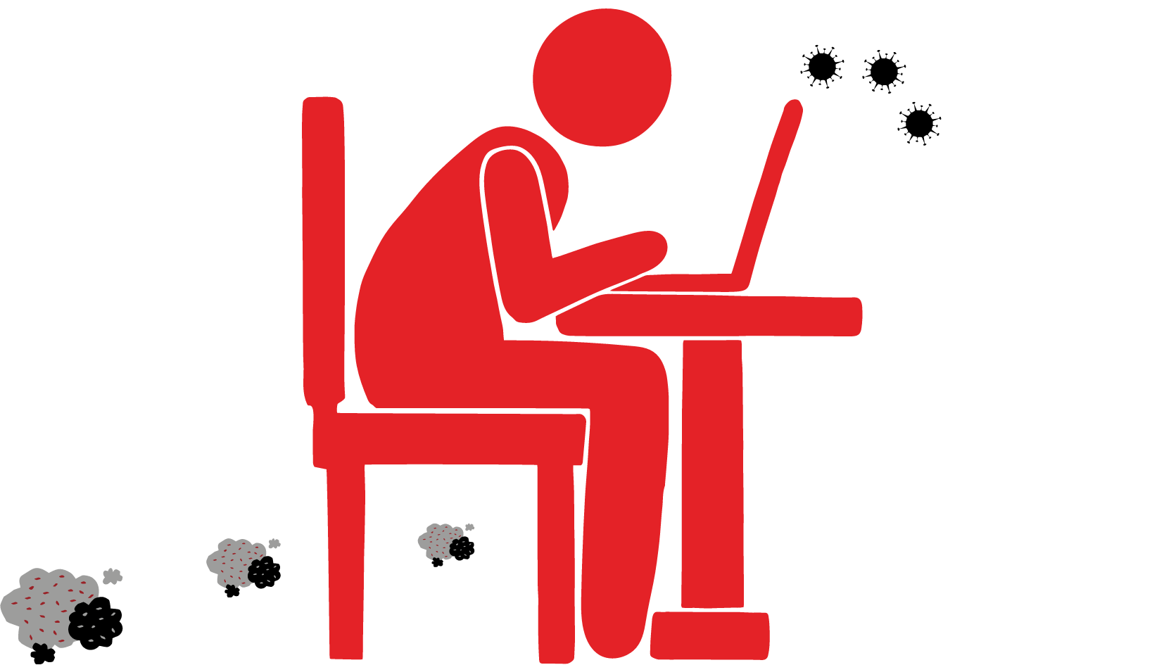 Personne qui travaille sur un bureau mais se tient mal