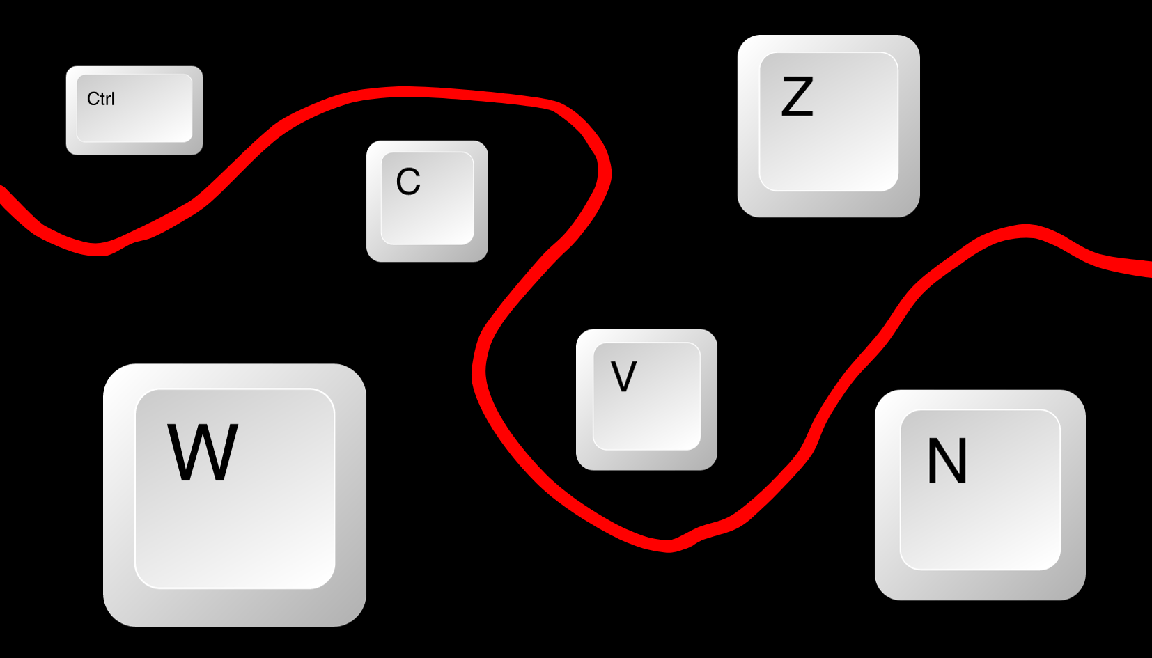 des lettres de clavier et un trait qui passe entre elle signifie le raccourci